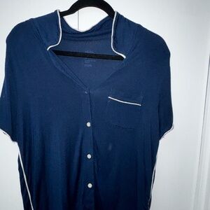 Blue Button-Up PJ Set